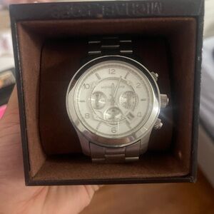 Michael Kors Oversized Runway White Tone Watch
